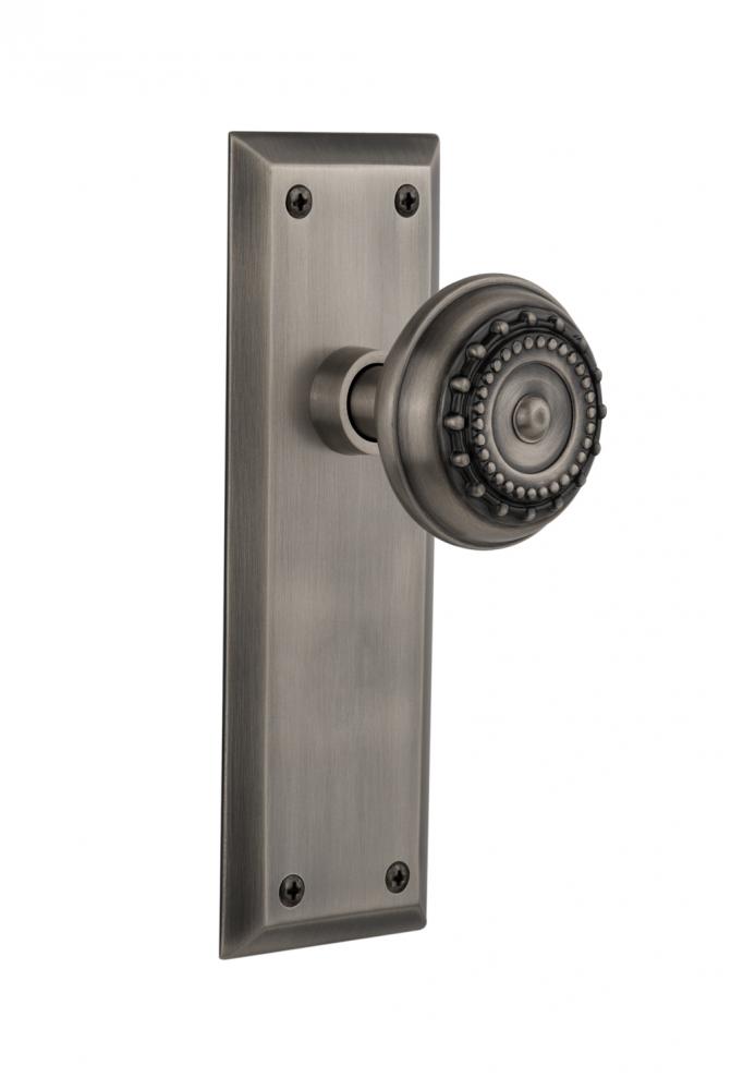 Nostalgic Warehouse New York Plate Privacy Meadows Door Knob in Antique Pewter