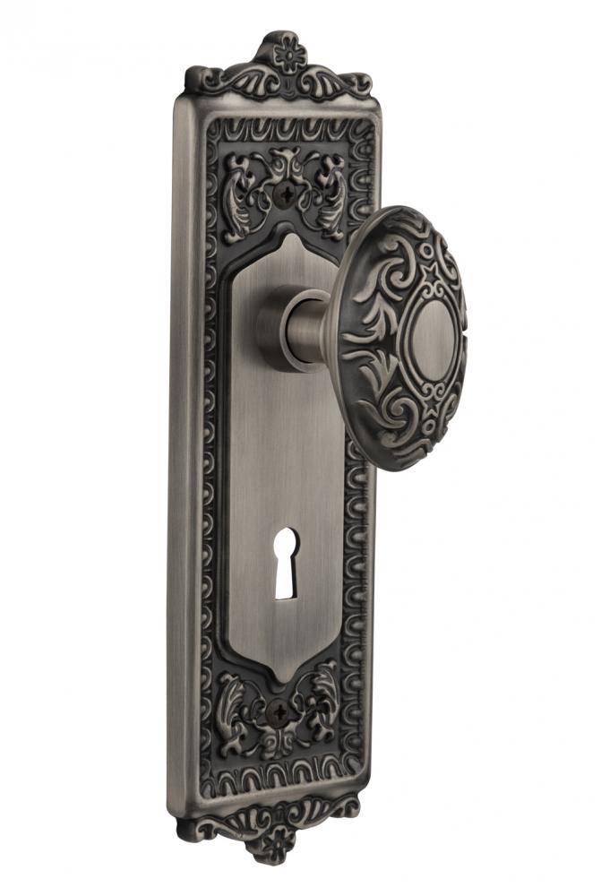 Nostalgic Warehouse Egg & Dart Plate Interior Mortise Victorian Door Knob in Antique Pewter