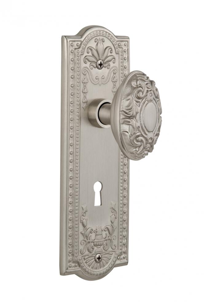 Nostalgic Warehouse Meadows Plate Interior Mortise Victorian Door Knob in Satin Nickel