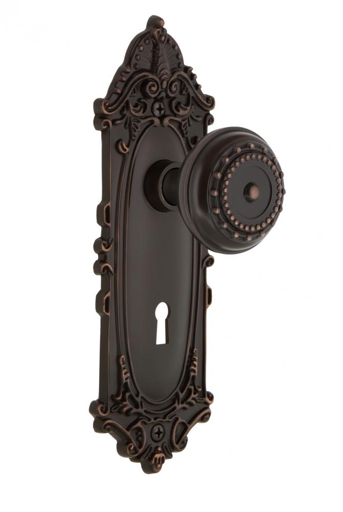 Nostalgic Warehouse Victorian Plate Interior Mortise Meadows Door Knob in Timeless Bronze