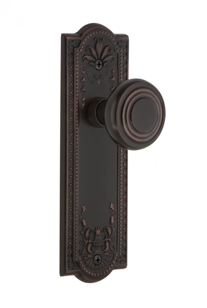 Nostalgic Warehouse Meadows Plate Passage Deco Door Knob in Timeless Bronze