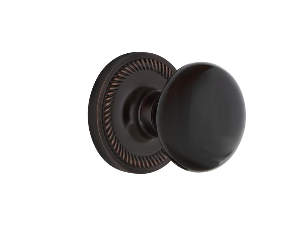 Nostalgic Warehouse Rope Rosette Passage Black Porcelain Door Knob in Timeless Bronze