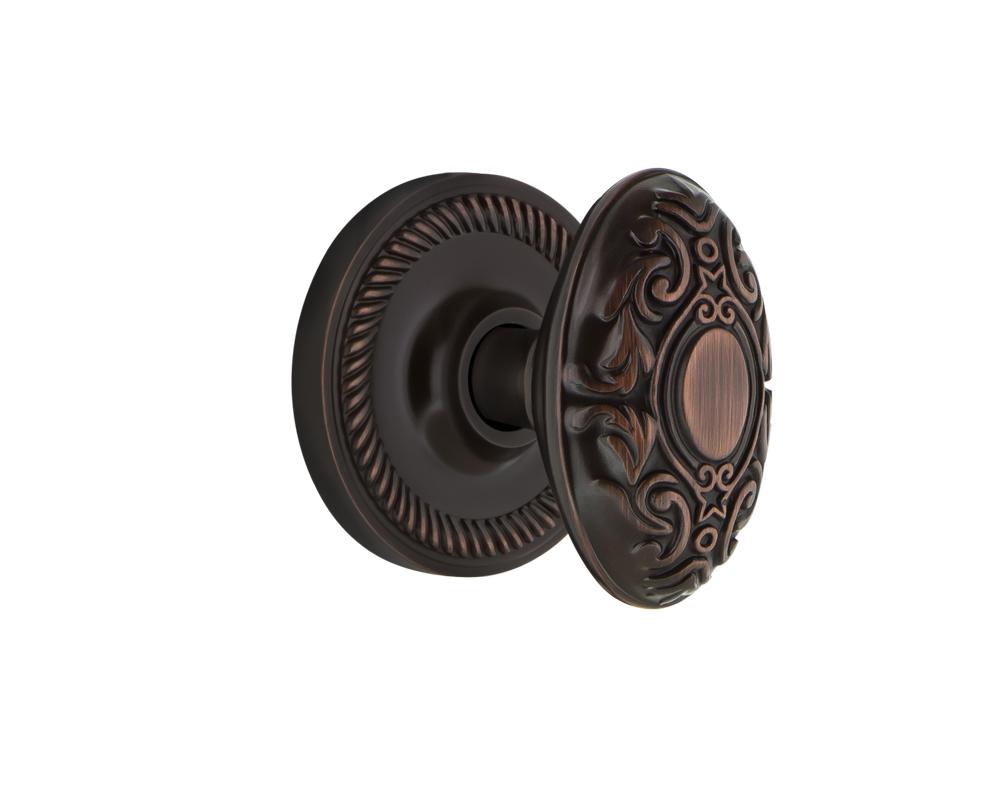 Nostalgic Warehouse Rope Rosette Passage Victorian Door Knob in Timeless Bronze