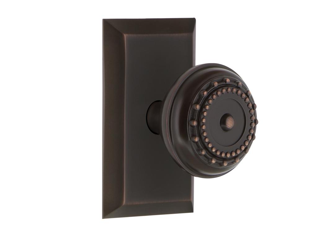 Nostalgic Warehouse Studio Plate Passage Meadows Door Knob in Timeless Bronze