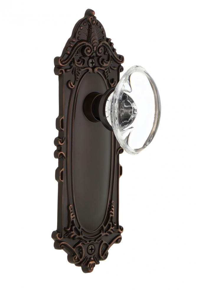 Nostalgic Warehouse Victorian Plate Passage Oval Clear Crystal Glass Door Knob in Timeless Bronze