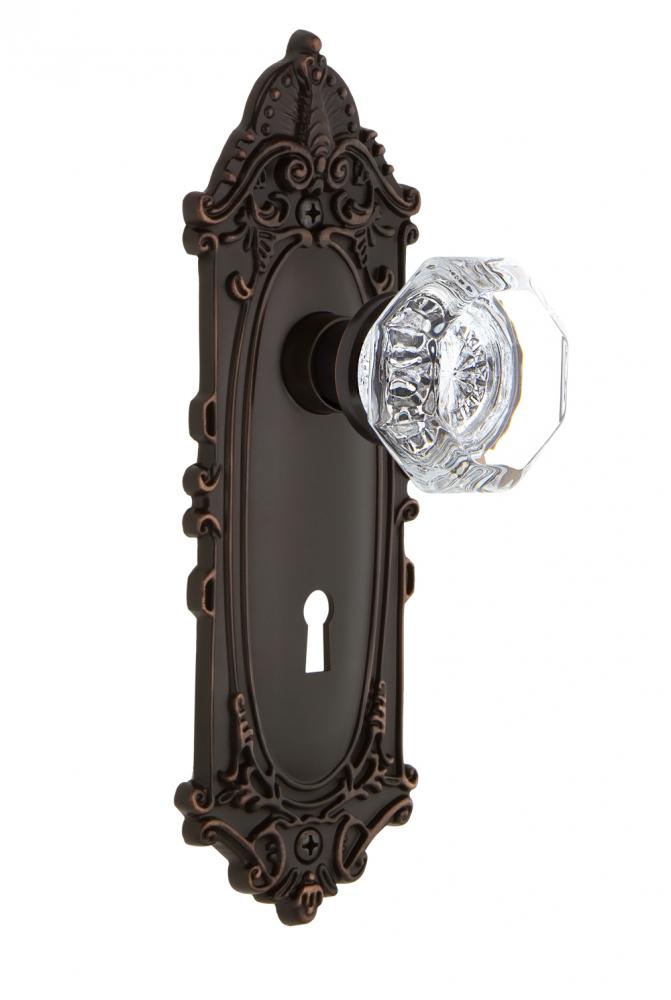 Nostalgic Warehouse Victorian Plate with Keyhole Passage Waldorf Door Knob in Timeless Bronze