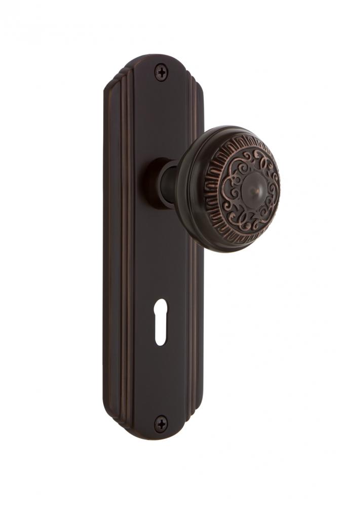 Nostalgic Warehouse Deco Plate with Keyhole Single Dummy Egg & Dart Door Knob in Timeless Bron