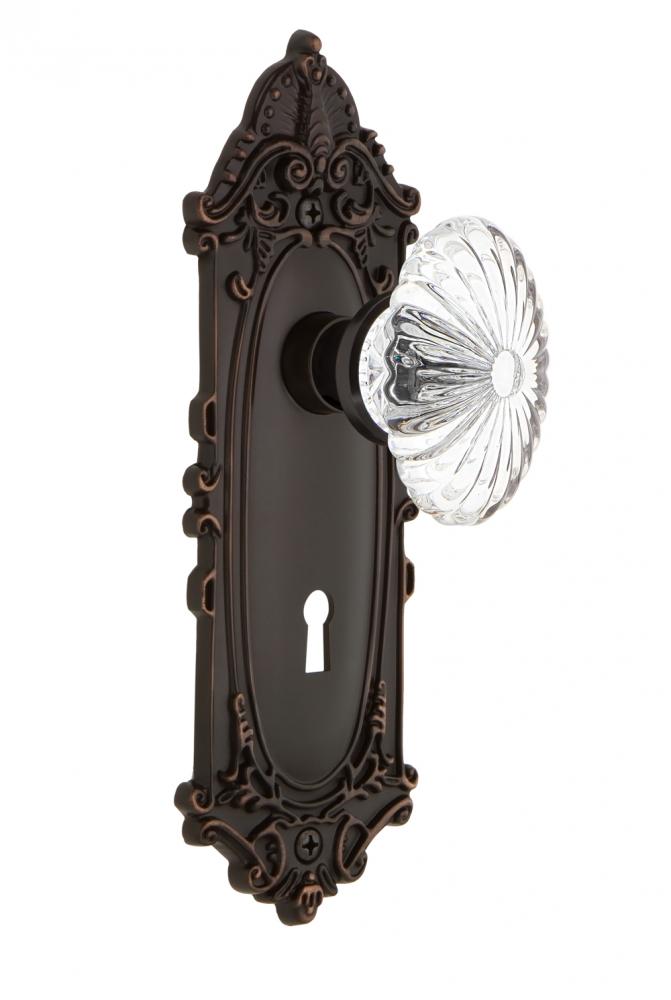 Nostalgic Warehouse Victorian Plate with Keyhole Single Dummy Oval Fluted Crystal Glass Door Knob