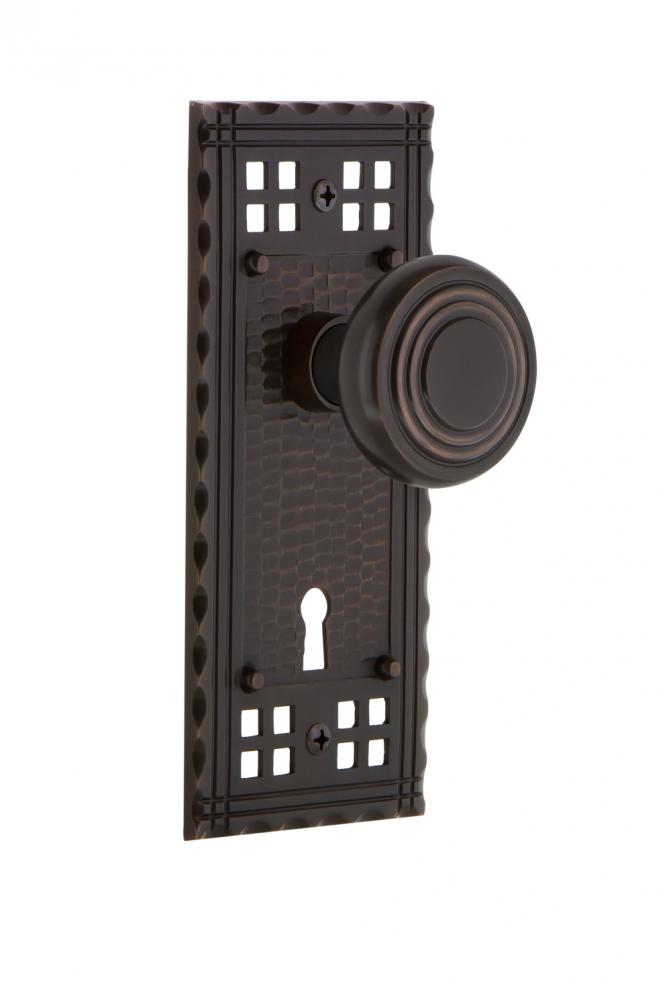 Nostalgic Warehouse Craftsman Plate with Keyhole Double Dummy Deco Door Knob in Timeless Bronze