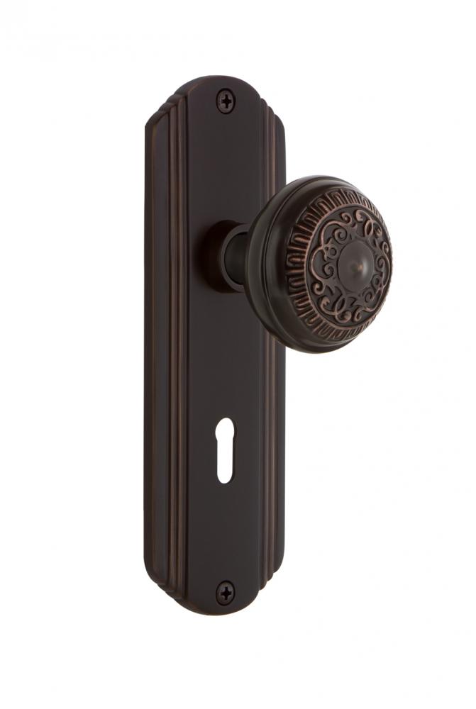 Nostalgic Warehouse Deco Plate with Keyhole Double Dummy Egg & Dart Door Knob in Timeless Bron