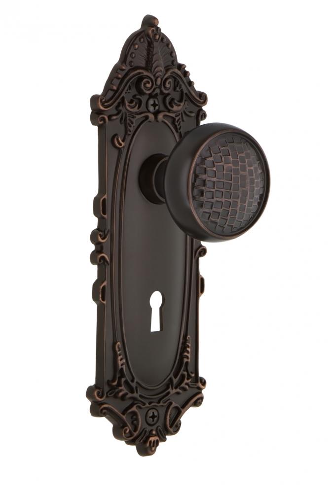 Nostalgic Warehouse Victorian Plate with Keyhole Double Dummy Craftsman Door Knob in Timeless Bron