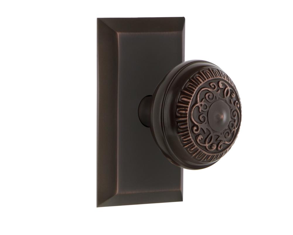 Nostalgic Warehouse Studio Plate Privacy Egg & Dart Door Knob in Timeless Bronze