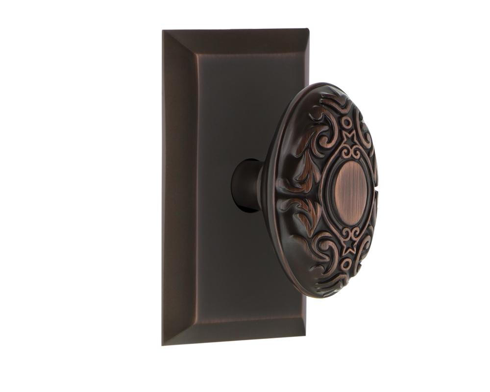 Nostalgic Warehouse Studio Plate Privacy Victorian Door Knob in Timeless Bronze