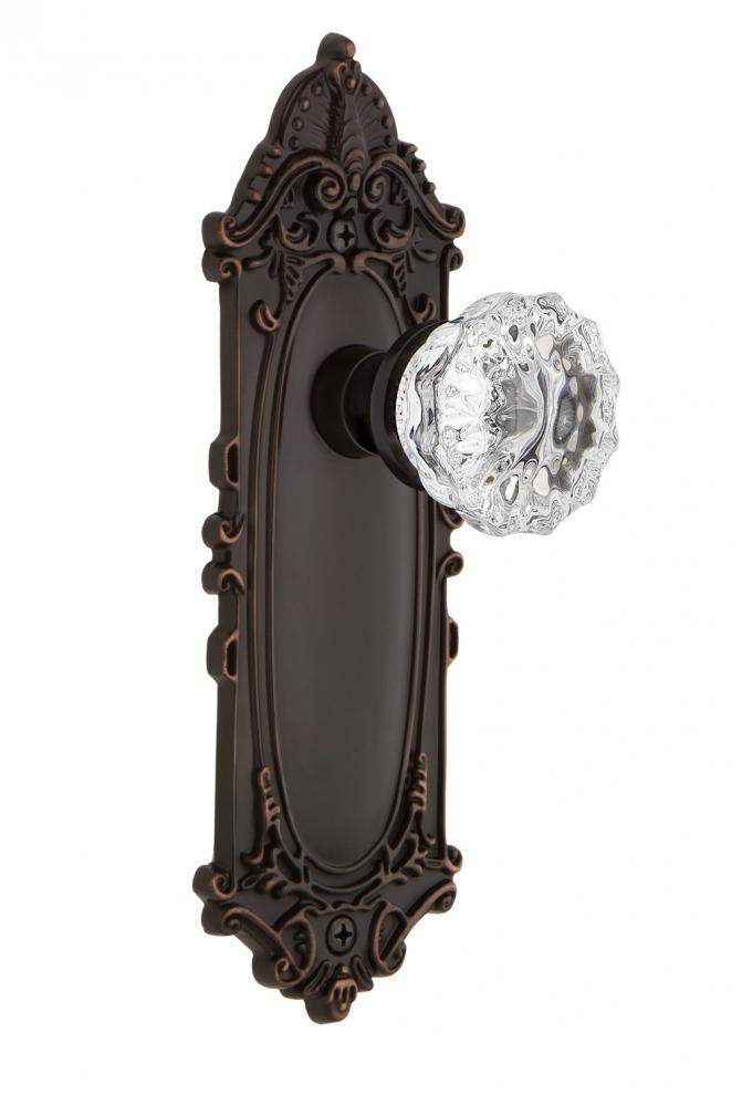 Nostalgic Warehouse Victorian Plate Privacy Crystal Glass Door Knob in Timeless Bronze