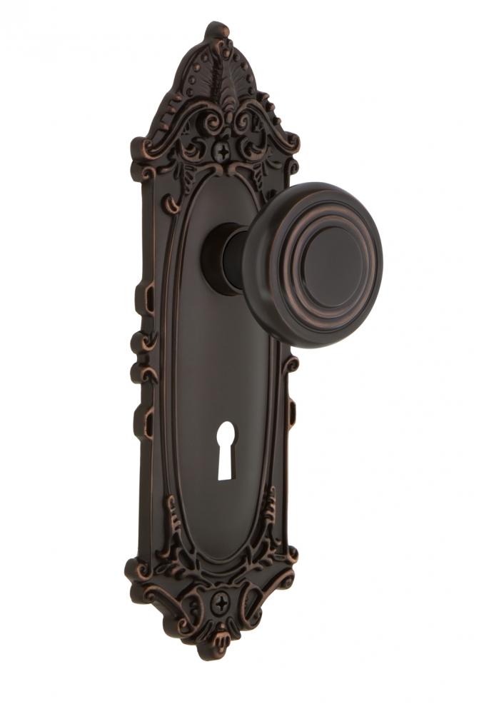 Nostalgic Warehouse Victorian Plate with Keyhole Privacy Deco Door Knob in Timeless Bronze