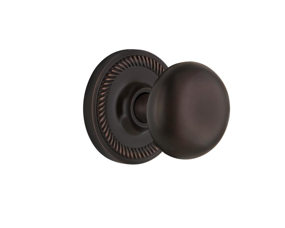 Nostalgic Warehouse Rope Rosette Interior Mortise New York Door Knob in Timeless Bronze