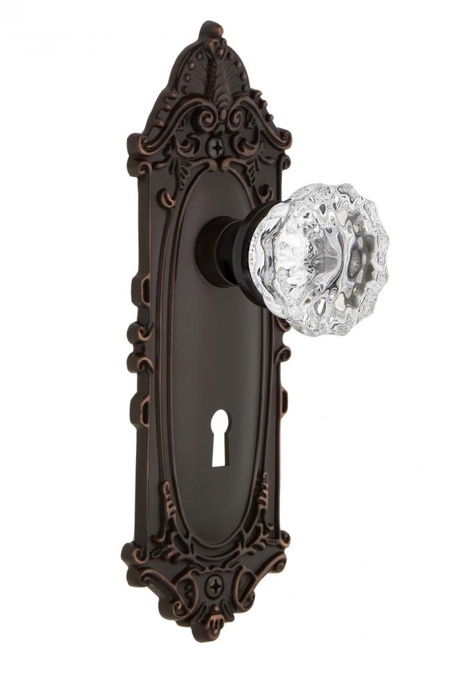 Nostalgic Warehouse Victorian Plate Interior Mortise Crystal Glass Door Knob in Timeless Bronze