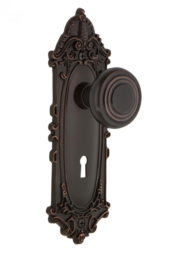 Nostalgic Warehouse Victorian Plate Interior Mortise Deco Door Knob in Timeless Bronze