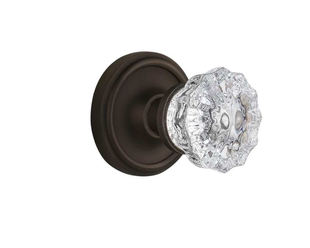 Nostalgic Warehouse Classic Rosette Passage Crystal Glass Door Knob in Oil-Rubbed Bronze