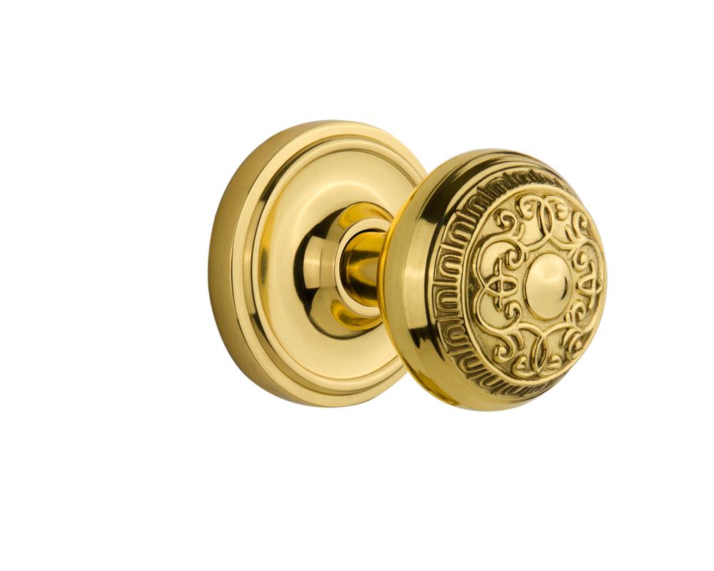 Nostalgic Warehouse Classic Rosette Passage Egg & Dart Door Knob in Polished Brass