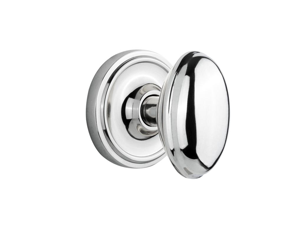 Nostalgic Warehouse Classic Rosette Passage Homestead Door Knob in Bright Chrome