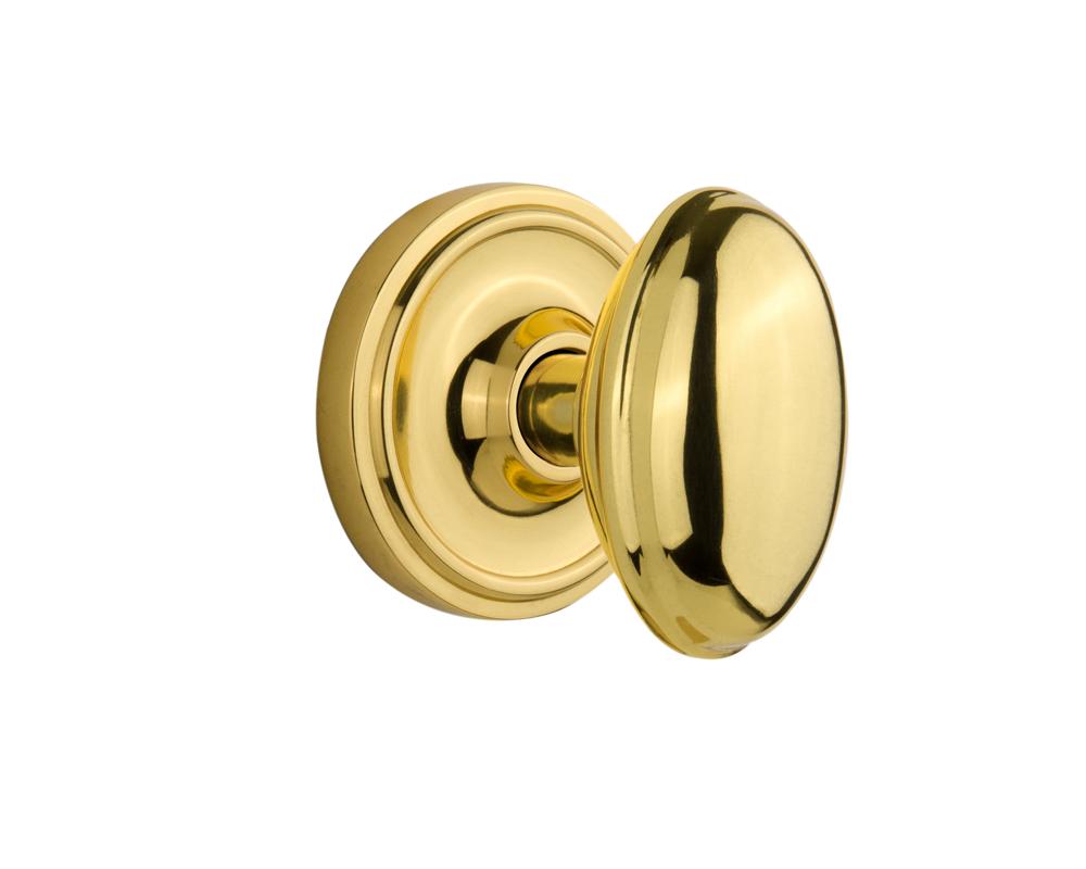 Nostalgic Warehouse Classic Rosette Passage Homestead Door Knob in Polished Brass