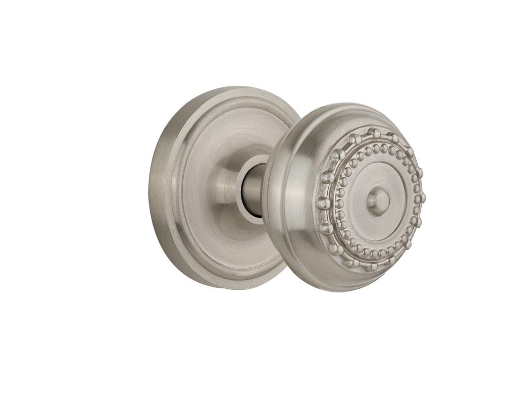 Nostalgic Warehouse Classic Rosette Passage Meadows Door Knob in Satin Nickel