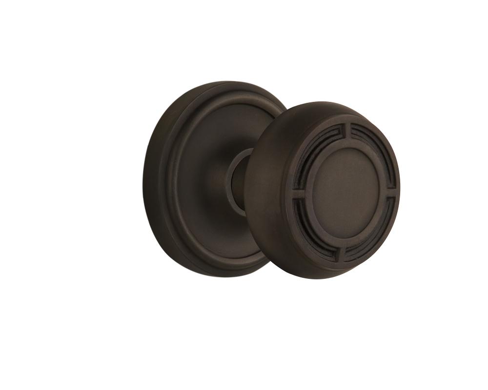 Nostalgic Warehouse Classic Rosette Passage Mission Door Knob in Oil-Rubbed Bronze