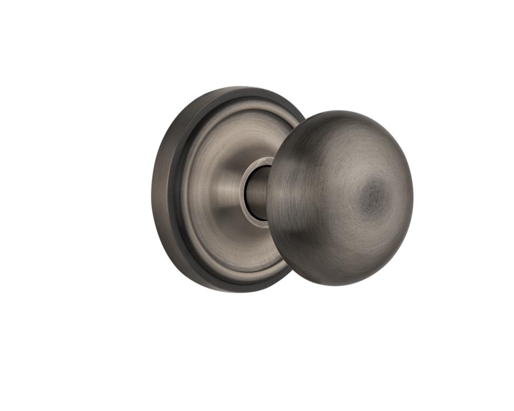 Nostalgic Warehouse Classic Rosette Passage New York Door Knob in Antique Pewter