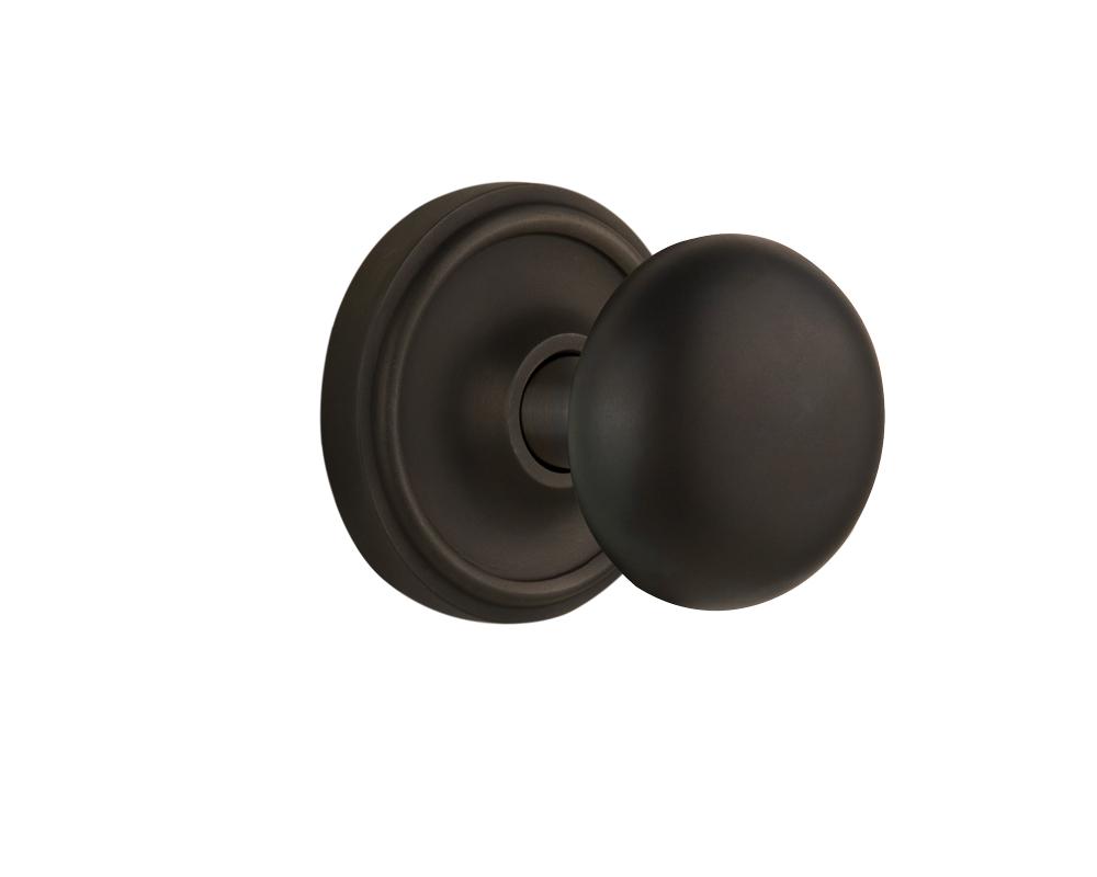 Nostalgic Warehouse Classic Rosette Passage New York Door Knob in Oil-Rubbed Bronze