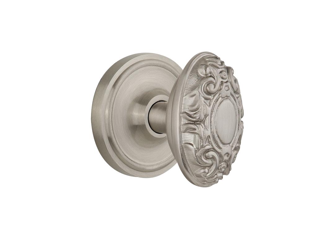 Nostalgic Warehouse Classic Rosette Passage Victorian Door Knob in Satin Nickel