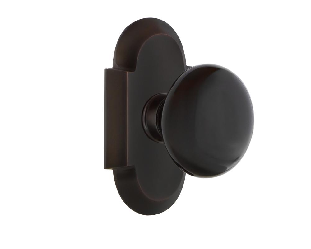 Nostalgic Warehouse Cottage Plate Passage Black Porcelain Door Knob in Timeless Bronze