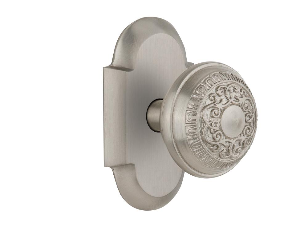 Nostalgic Warehouse Cottage Plate Passage Egg & Dart Door Knob in Satin Nickel