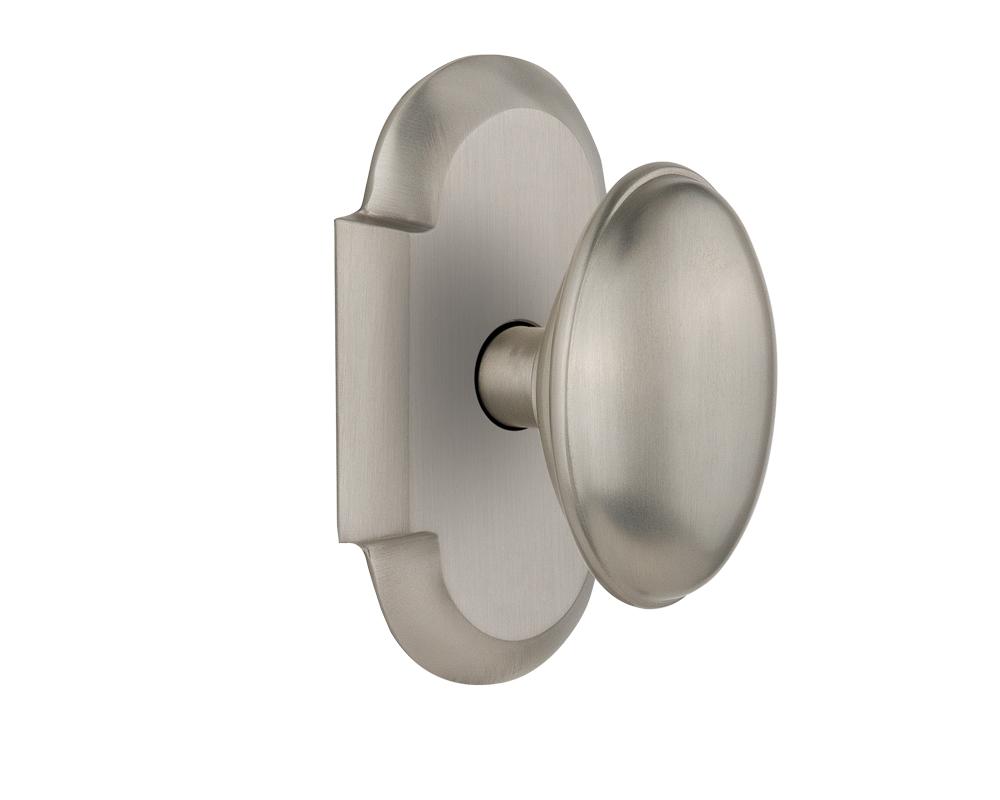 Nostalgic Warehouse Cottage Plate Passage Homestead Door Knob in Satin Nickel