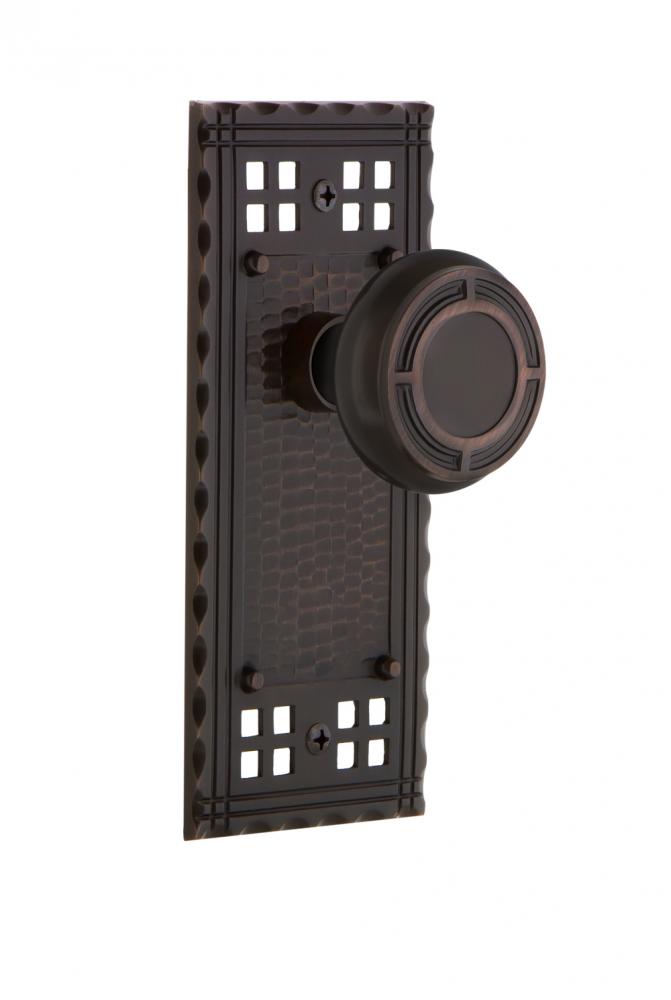 Nostalgic Warehouse Craftsman Plate Passage Mission Door Knob in Timeless Bronze