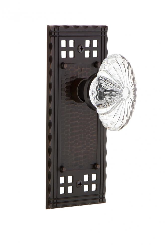 Nostalgic Warehouse Craftsman Plate Passage Oval Fluted Crystal Glass Door Knob in Timeless Bronze