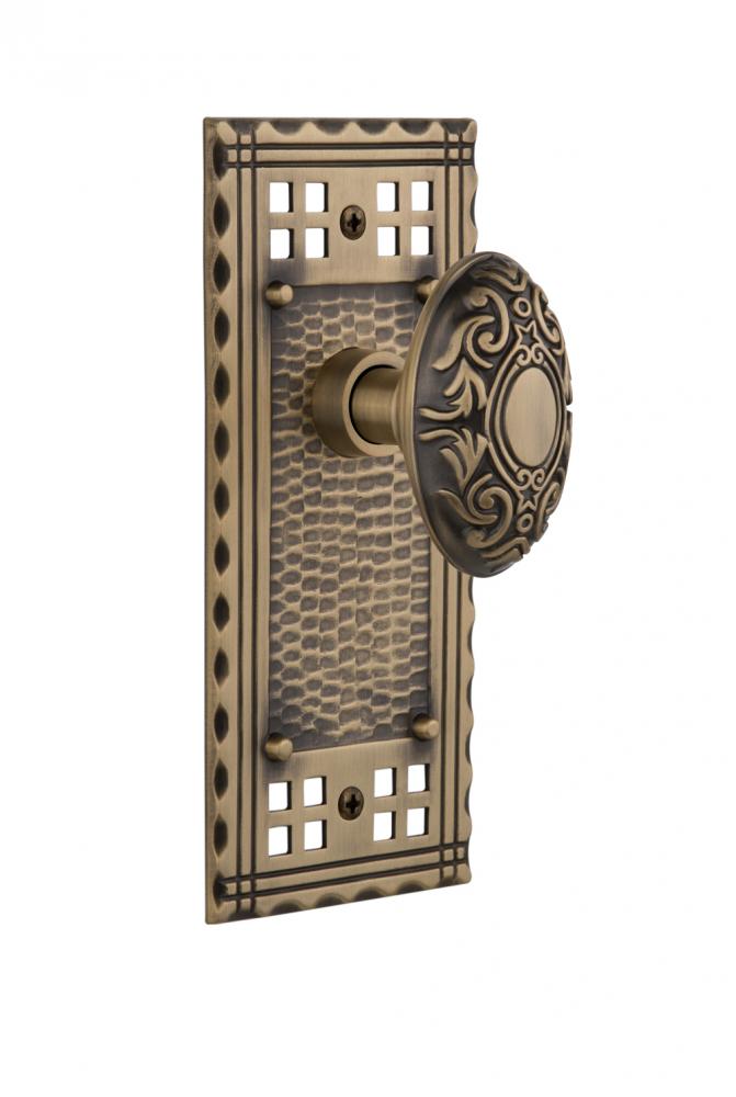 Nostalgic Warehouse Craftsman Plate Passage Victorian Door Knob in Antique Brass