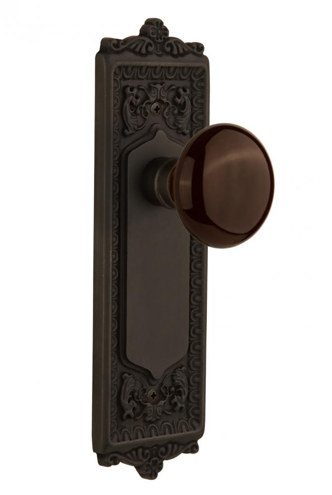 Nostalgic Warehouse Egg & Dart Plate Passage Brown Porcelain Door Knob in Oil-Rubbed Bronze