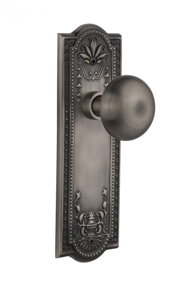 Nostalgic Warehouse Meadows Plate Passage New York Door Knob in Antique Pewter