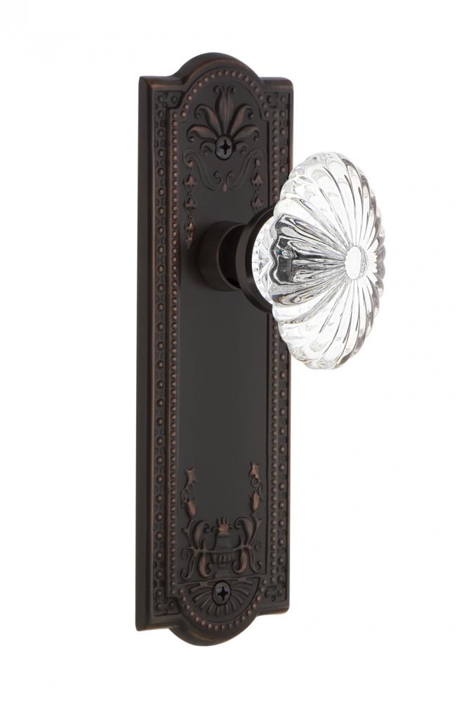 Nostalgic Warehouse Meadows Plate Passage Oval Fluted Crystal Glass Door Knob in Timeless Bronze