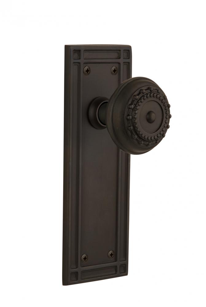 Nostalgic Warehouse Mission Plate Passage Meadows Door Knob in Oil-Rubbed Bronze