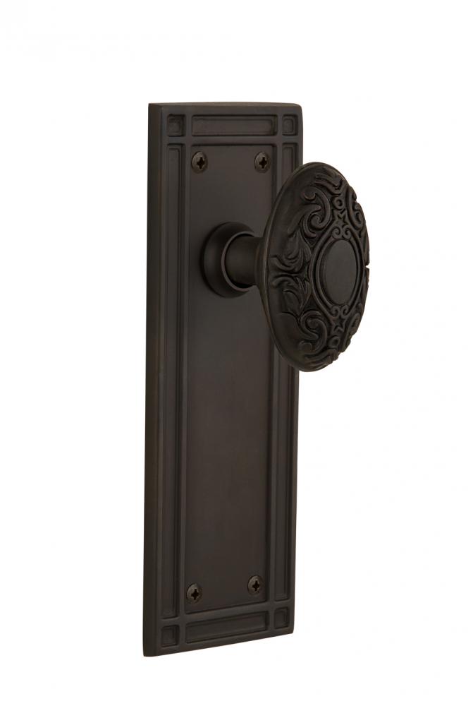 Nostalgic Warehouse Mission Plate Passage Victorian Door Knob in Oil-Rubbed Bronze