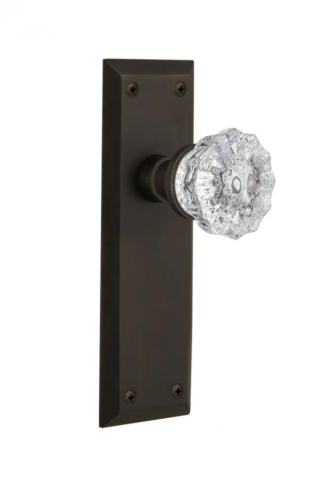 Nostalgic Warehouse New York Plate Passage Crystal Glass Door Knob in Oil-Rubbed Bronze