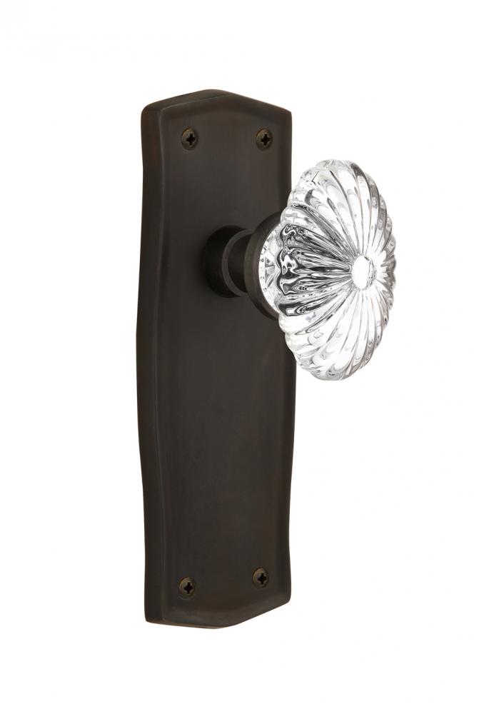 Nostalgic Warehouse Prairie Plate Passage Oval Fluted Crystal Glass Door Knob in Oil-Rubbed Bronze