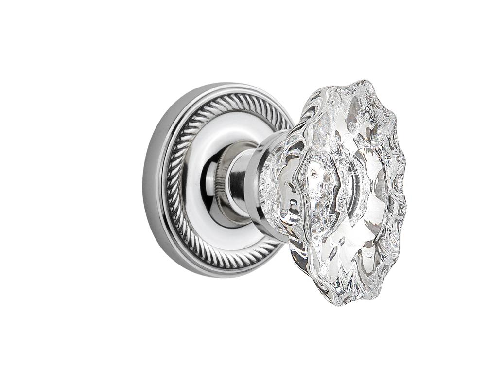 Nostalgic Warehouse Rope Rosette Passage Chateau Door Knob in Bright Chrome