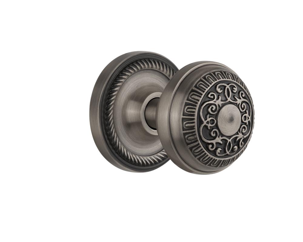 Nostalgic Warehouse Rope Rosette Passage Egg & Dart Door Knob in Antique Pewter