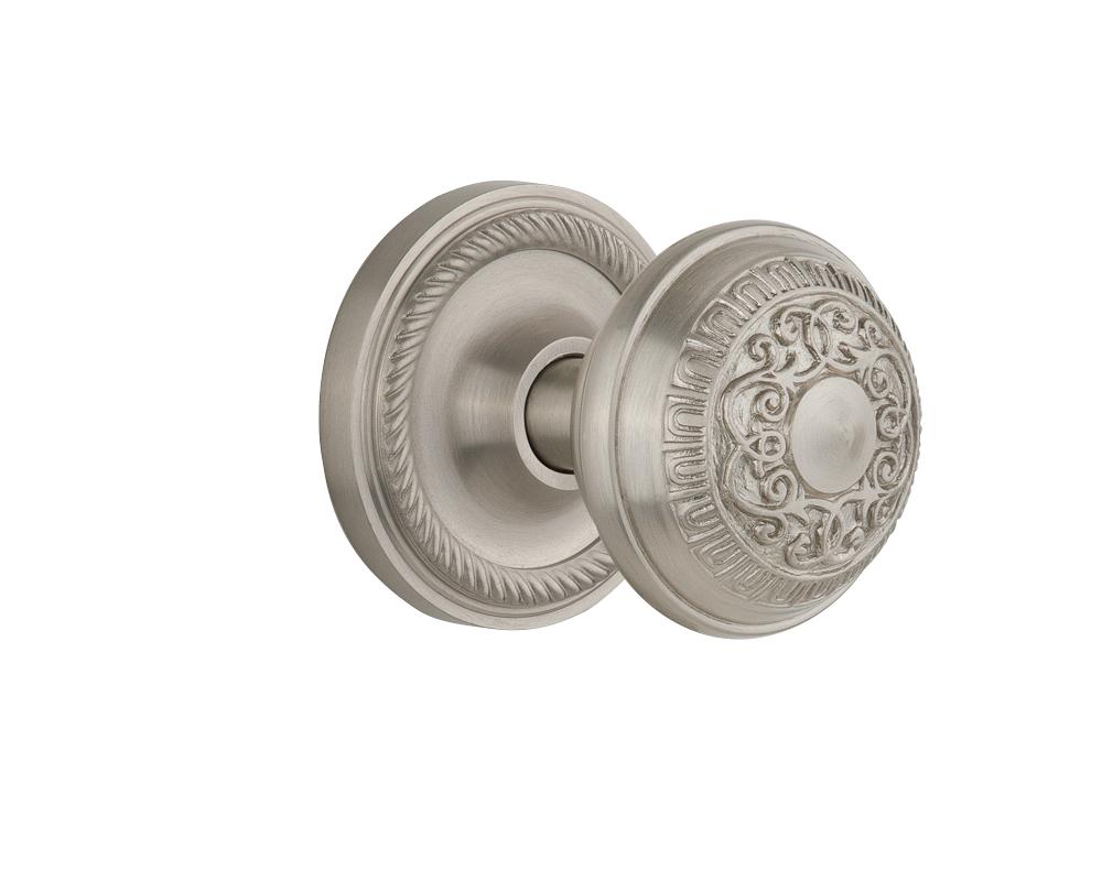 Nostalgic Warehouse Rope Rosette Passage Egg & Dart Door Knob in Satin Nickel