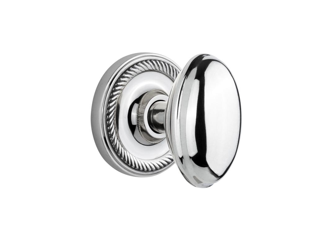 Nostalgic Warehouse Rope Rosette Passage Homestead Door Knob in Bright Chrome