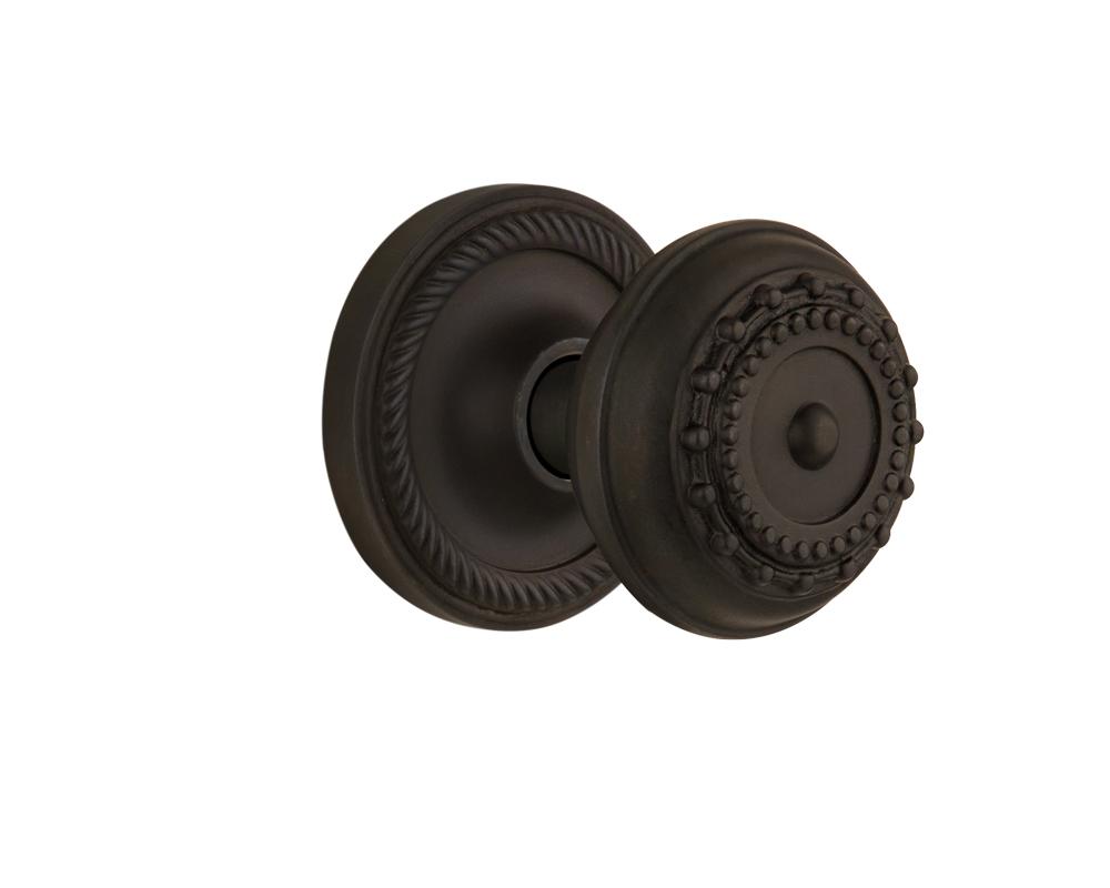 Nostalgic Warehouse Rope Rosette Passage Meadows Door Knob in Oil-Rubbed Bronze