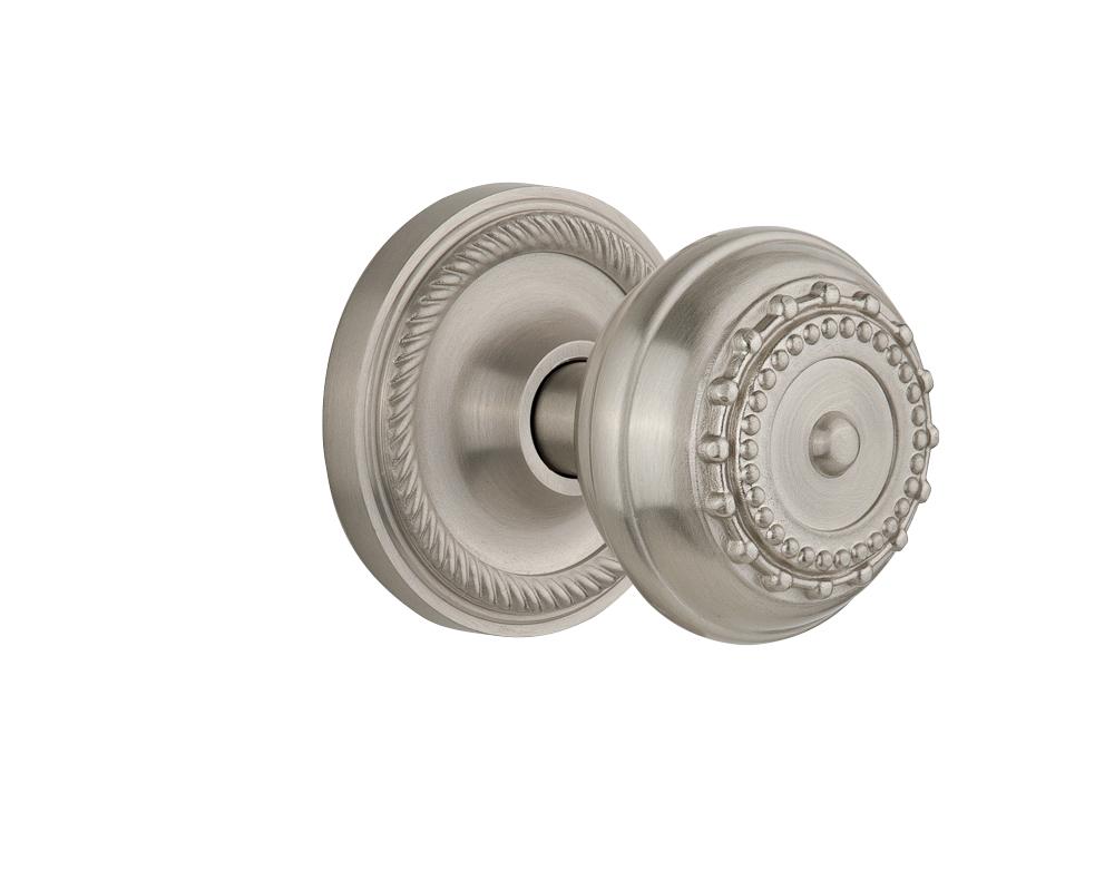 Nostalgic Warehouse Rope Rosette Passage Meadows Door Knob in Satin Nickel